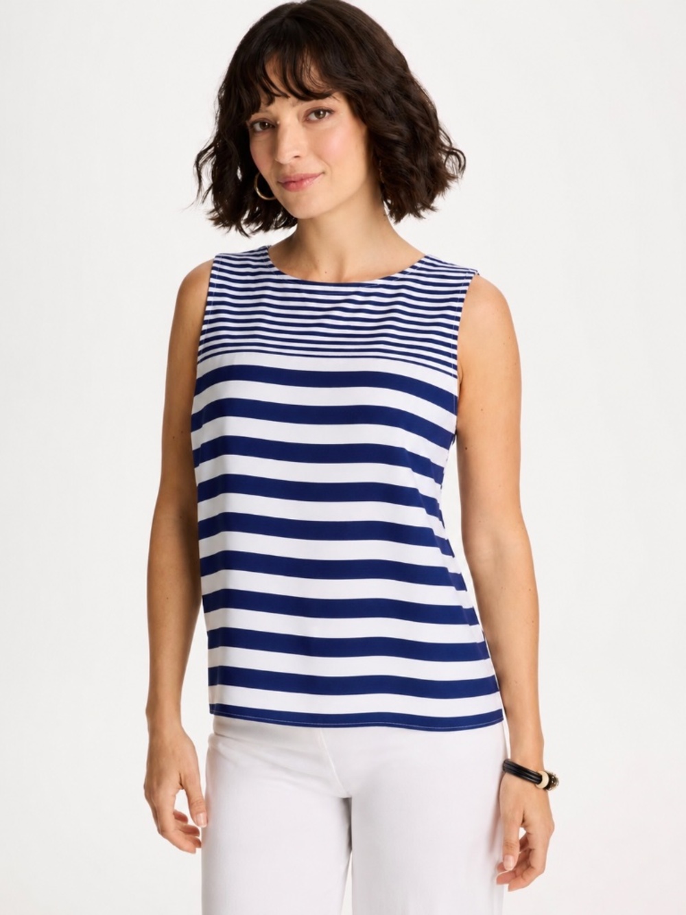 Tommy Hilfiger Coastal Small Breton Stripe Sleeveless Blouse Navy White